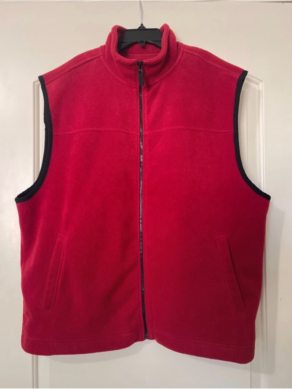 Saddlebred Red Fleece Zip Vest with Black Trim